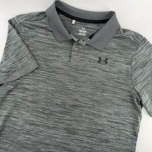 Under Armour Youth Polo‎ Shirt Gray Heathered Short Sleeve Athletic Size YLG